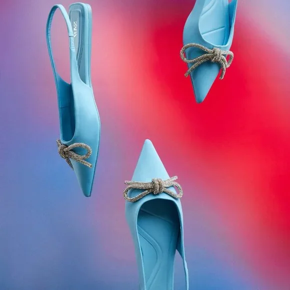 Zara Embellished Bow Flat Mules